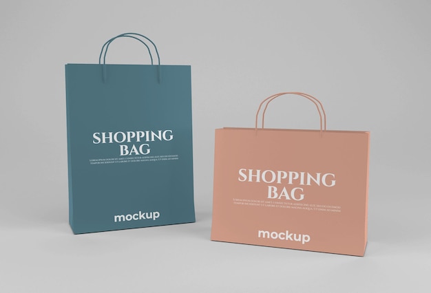 Blank paper long and wide shopping bag mockup