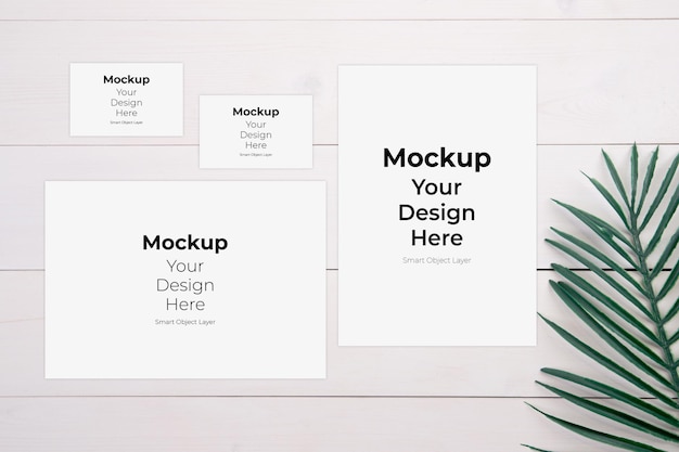 Blank paper sheet and name card mockup