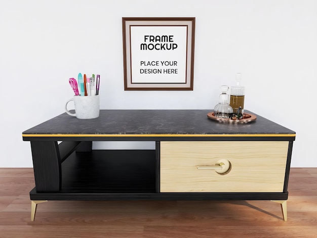 Blank Photo Frame Mockup on the Minimalist Desk