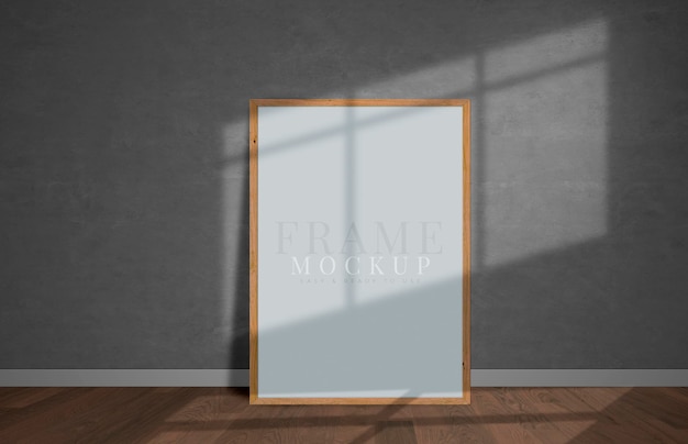 Blank picture frame for photographs art graphics with Leaves Frame mockup template in the room