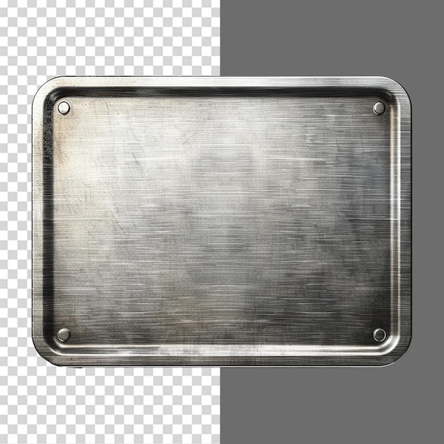 PSD blank rectangle metal plate isolated on transparent background