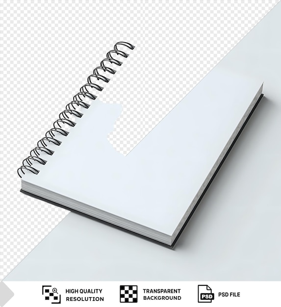 PSD blank spiral notebook isolated on a transparent background for mockup design