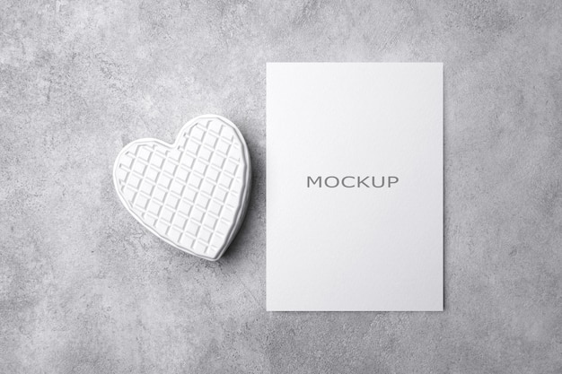 Blank valentines day card mockup with heart and copy space for card design