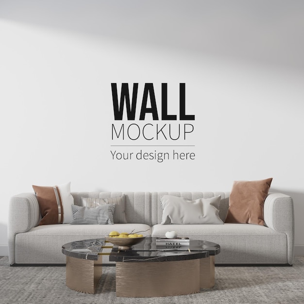 Blank wall mockup in 3d rendering