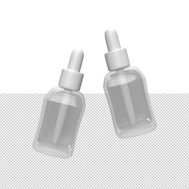 Blank white dropper bottles for product mockup 3D Render illustration