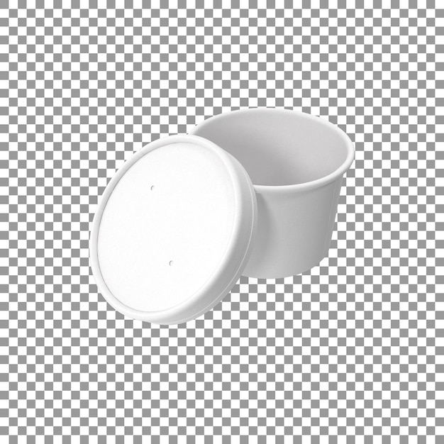 Blank white ice cream disposable cup on transparent background