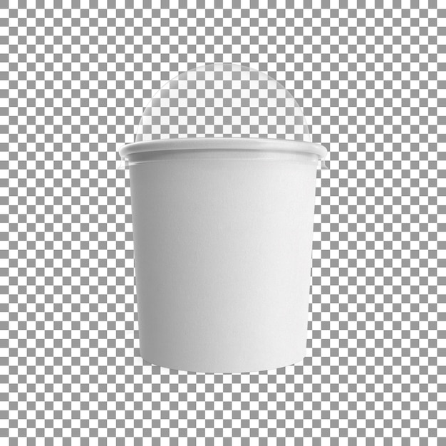 Blank white paper cup with transparent cap isolated on transparent background