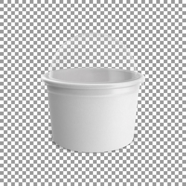 Blank white paper food cup with transparent cap isolated on transparent background