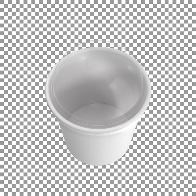 Blank white paper food cup with transparent cap top view isolated on transparent background