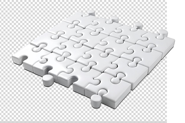 PSD blank white puzzles game mockup connecting together png