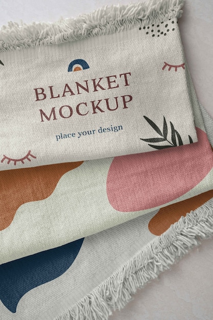 Blanket mock-up design with organic shapes