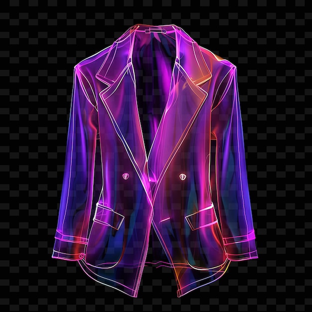 Blazer With Lapel Collar Made With Nylon Organza Glowing in PNG Unique Neon Fashion Clothing