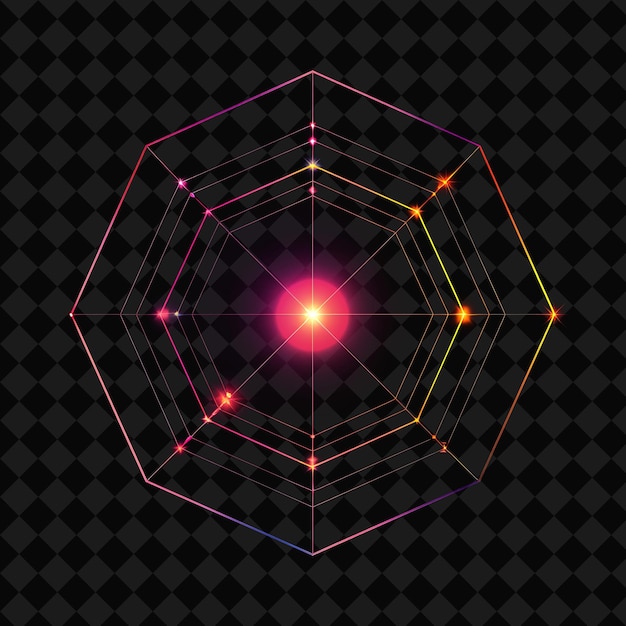 PSD blazing neon binary stars inside a silhouette enneagonal sha png y2k neon space designs