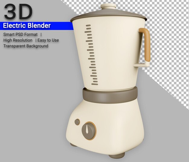 Blender Electric 3D Kitchen Appliances Icon Render with Transparent Background