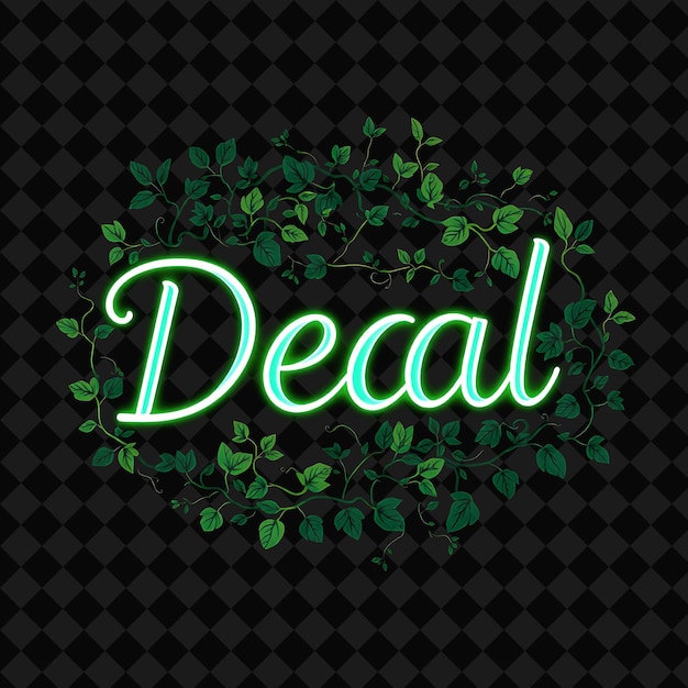 Blinking Deal Text in Neon Vibrant Mint and Sage With Growing Vines and Leaves Nature Inspired Desig