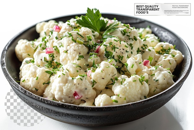 PSD blomklssalat danish cauliflower salad with mayonnaise on transparent background