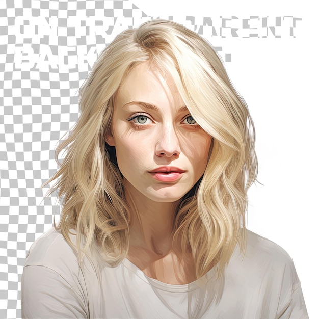 PSD blond woman portrait on a transparent bg