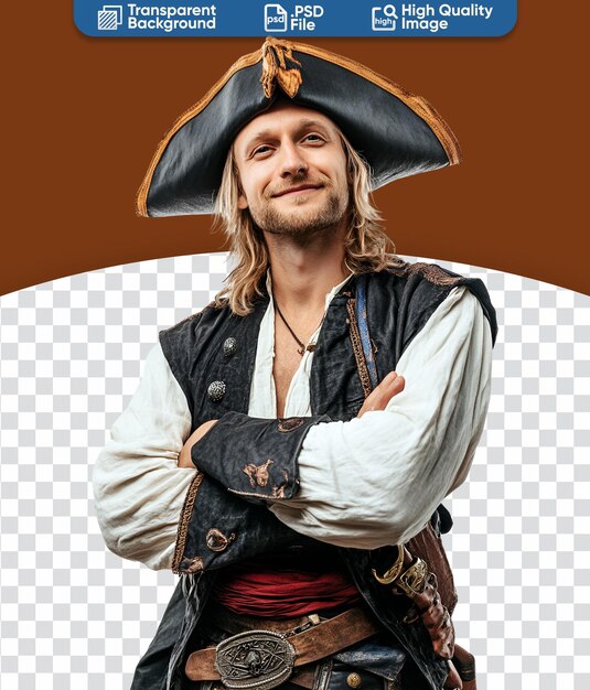 PSD blonde american man dressed as a pirate ready for halloween celebration photo