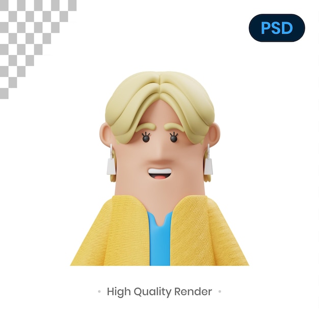 Blonde Girl 3D Icon Premium Psd