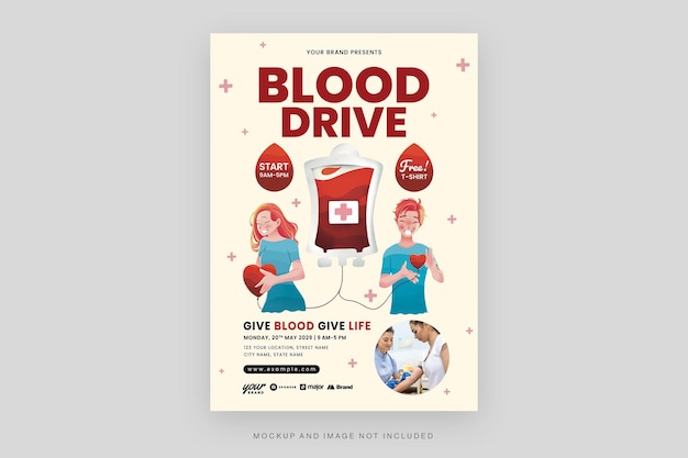 Blood Drive Charity Event Flyer Template in PSD