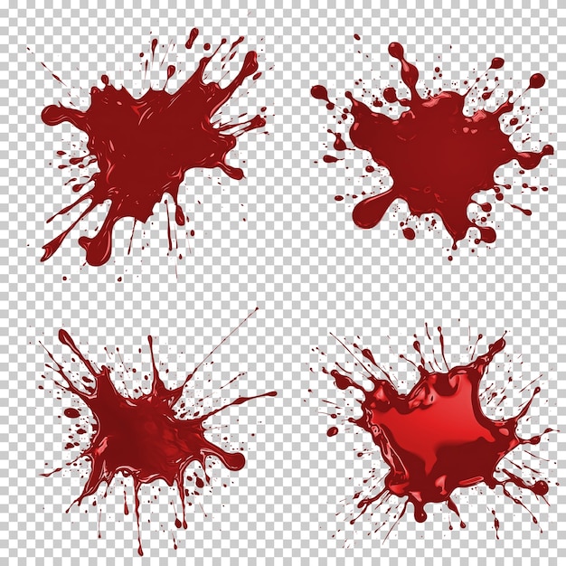 Blood Splat Set Isolated on Transparent Background