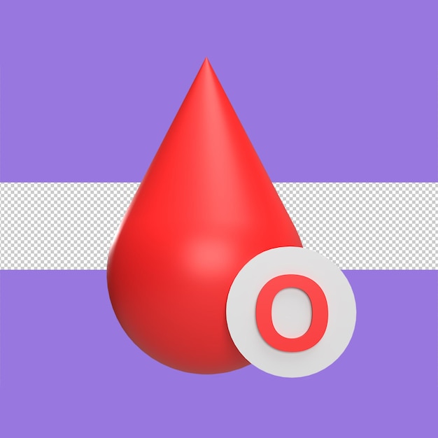 A blood type 3d icon model cartoon style concept render illustration