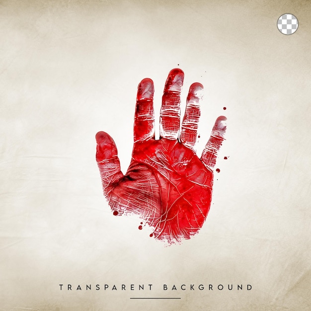 PSD bloody hand print isolated on transparent background