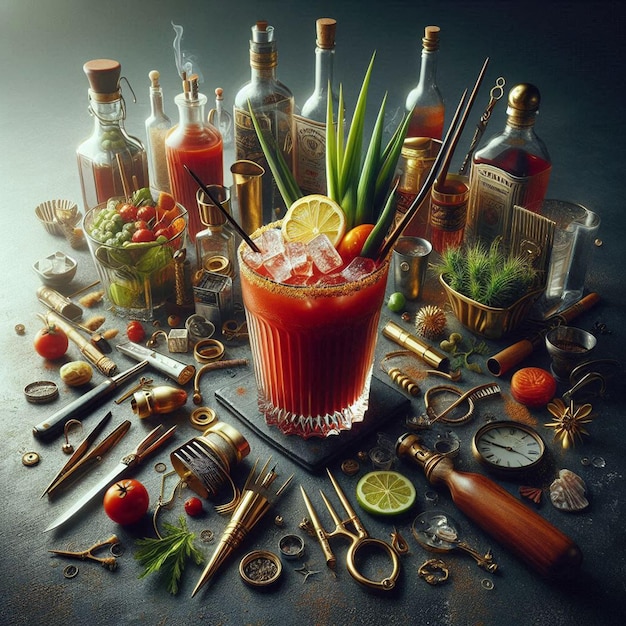 bloody Mary Cocktail Drink social media template mockup