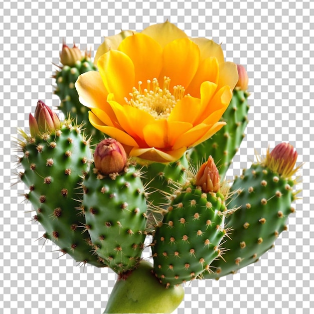 PSD blooming cactus plants isolated on transparent background