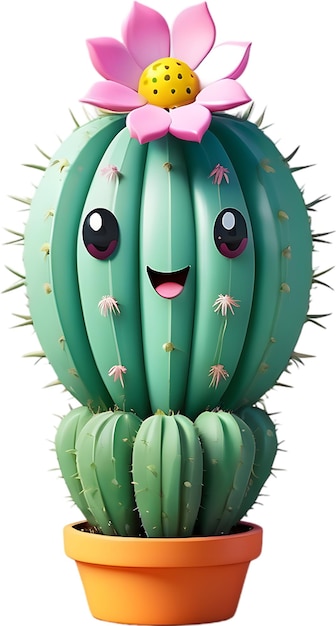 PSD a blooming cactus with a surprised expression