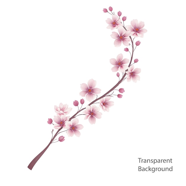 PSD blooming flowers branch watercolor illustration transparent background