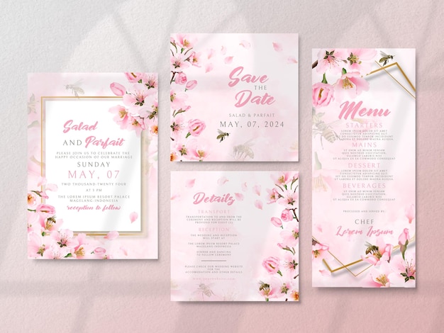 blooming sakura wedding invitations card