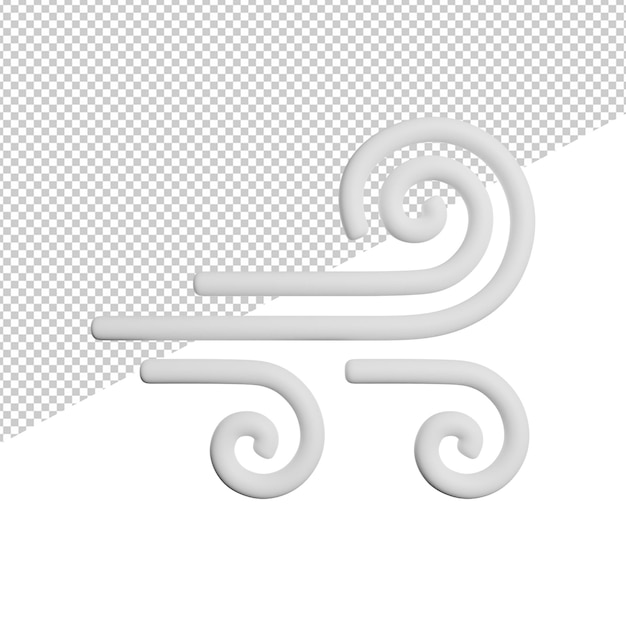 Blowing Wind Sign front view 3d rendering icon illustration on transparent background