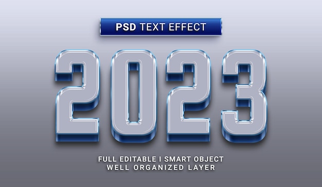 blue 2023 3d style text effect