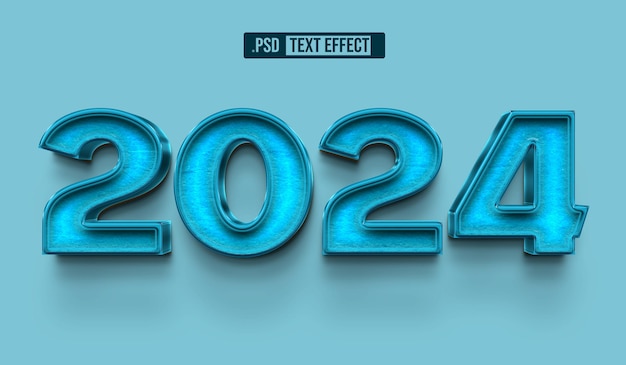 Blue 2024 3D Text Style Effect