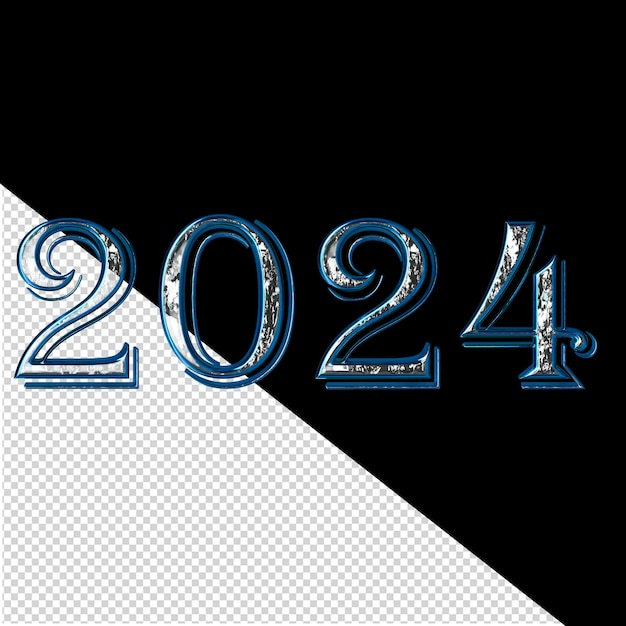 PSD blue 2024 new year 3d