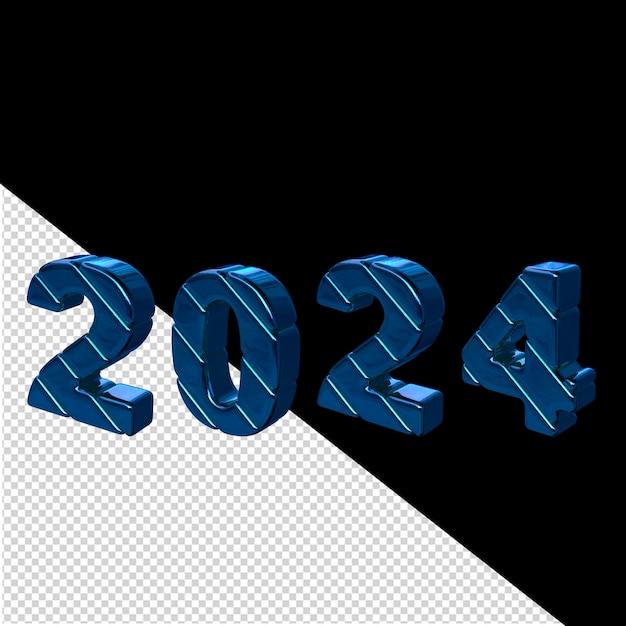 PSD blue 2024 new year 3d