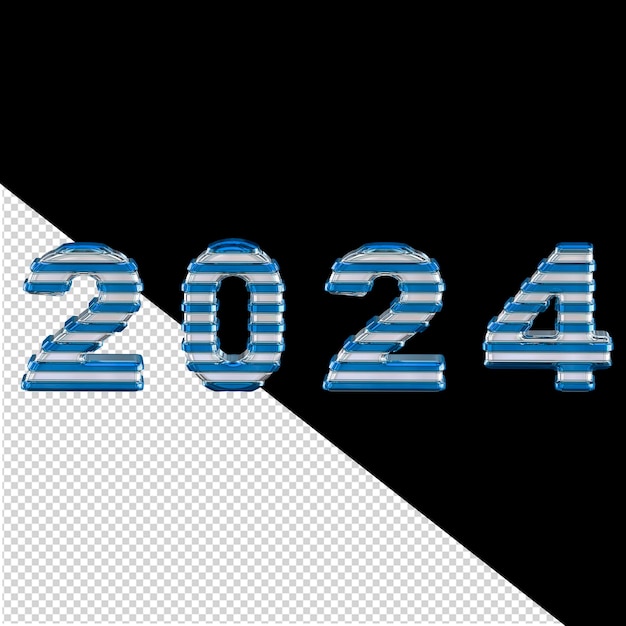 PSD blue 2024 new year 3d