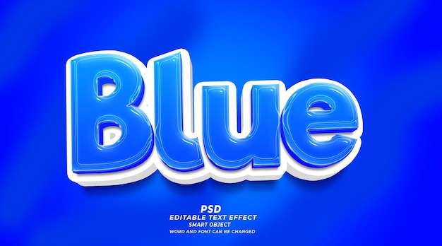 Blue 3d editable text effect photoshop style