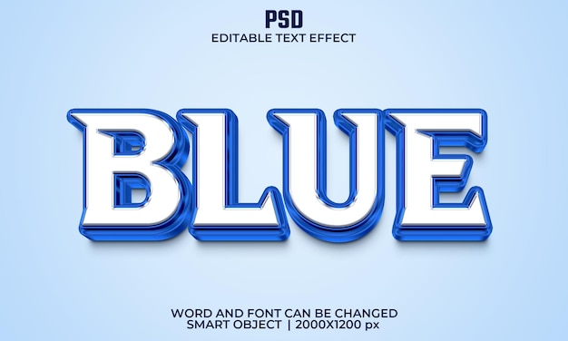 Blue 3d editable text effect Premium Psd with background