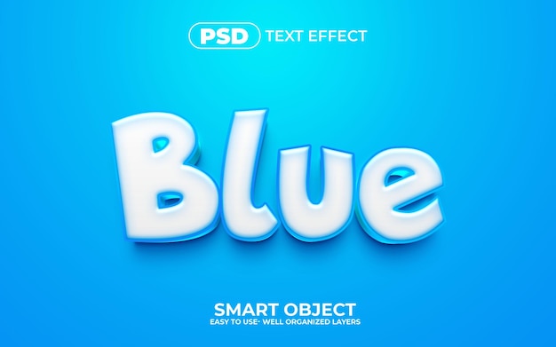 Blue 3d editable text effect style with premium background