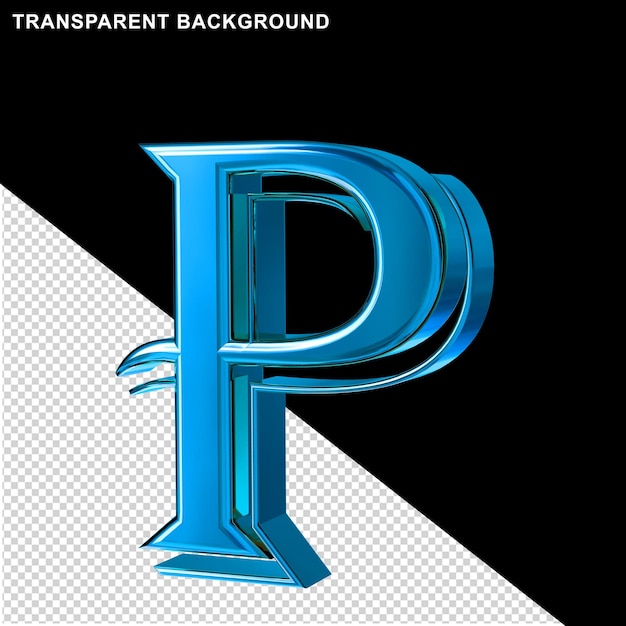 Blue 3d letter p