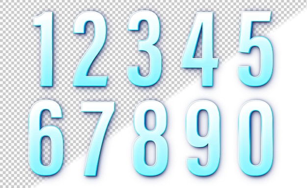 Blue 3D Numbers 0 to 9