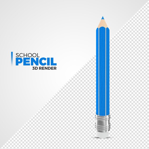 Blue 3d pencil isolated for back to school