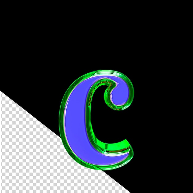 PSD blue 3d symbol in a green frame letter c