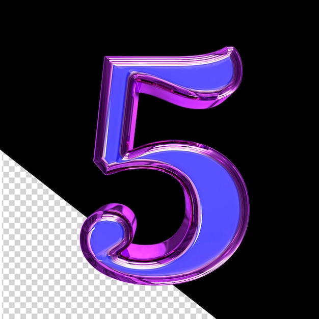 Blue 3d symbol in a purple frame number 5