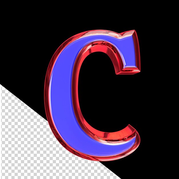 Blue 3d symbol in a red frame letter c