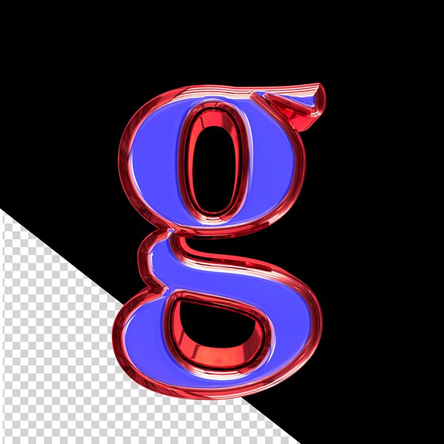 Blue 3d symbol in a red frame letter g