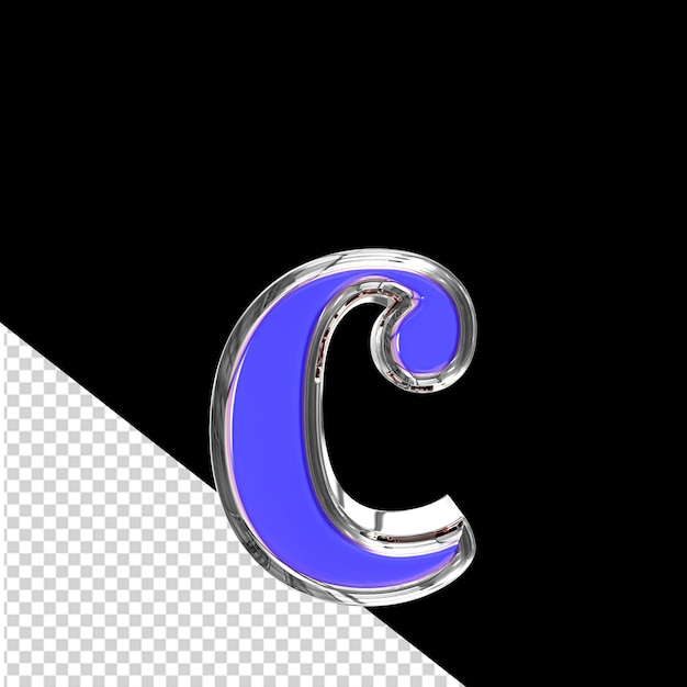 PSD blue 3d symbol in a silver frame letter c