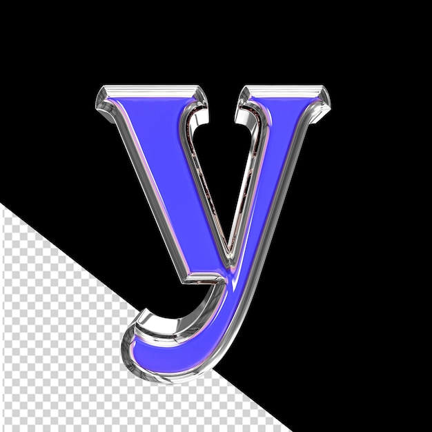 Blue 3d symbol in a silver frame letter y